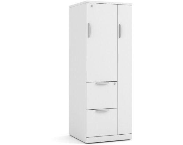 Locking Locker Wardrobe Storage Unit with White Finish