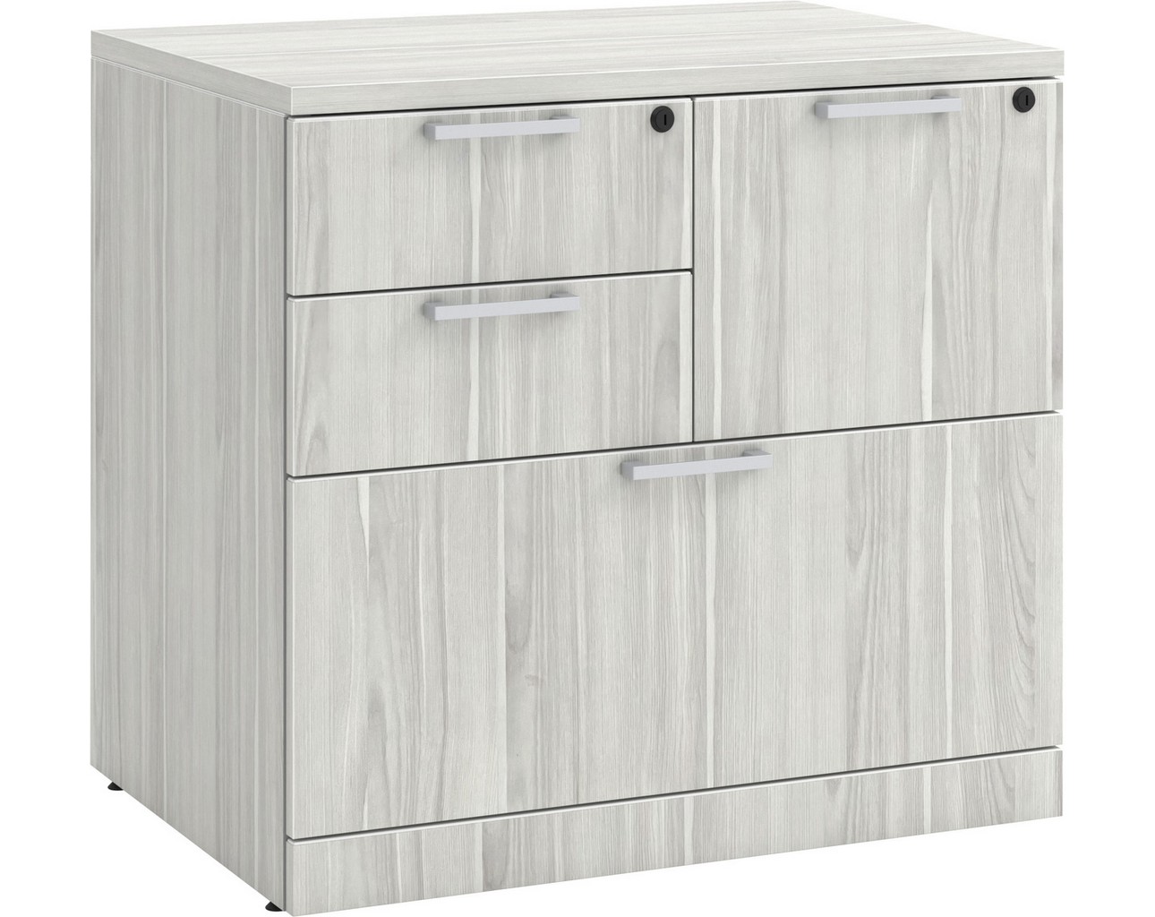 Locking Multi-Storage Office Cabinet – Silver Birch