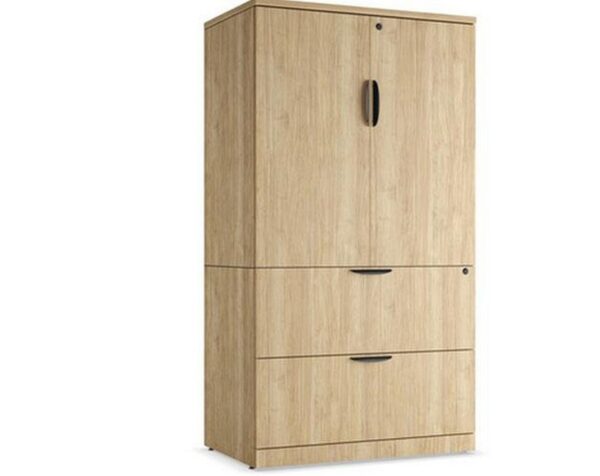 Locking Storage Cabinet and Lateral File Combo Unit - Aspen