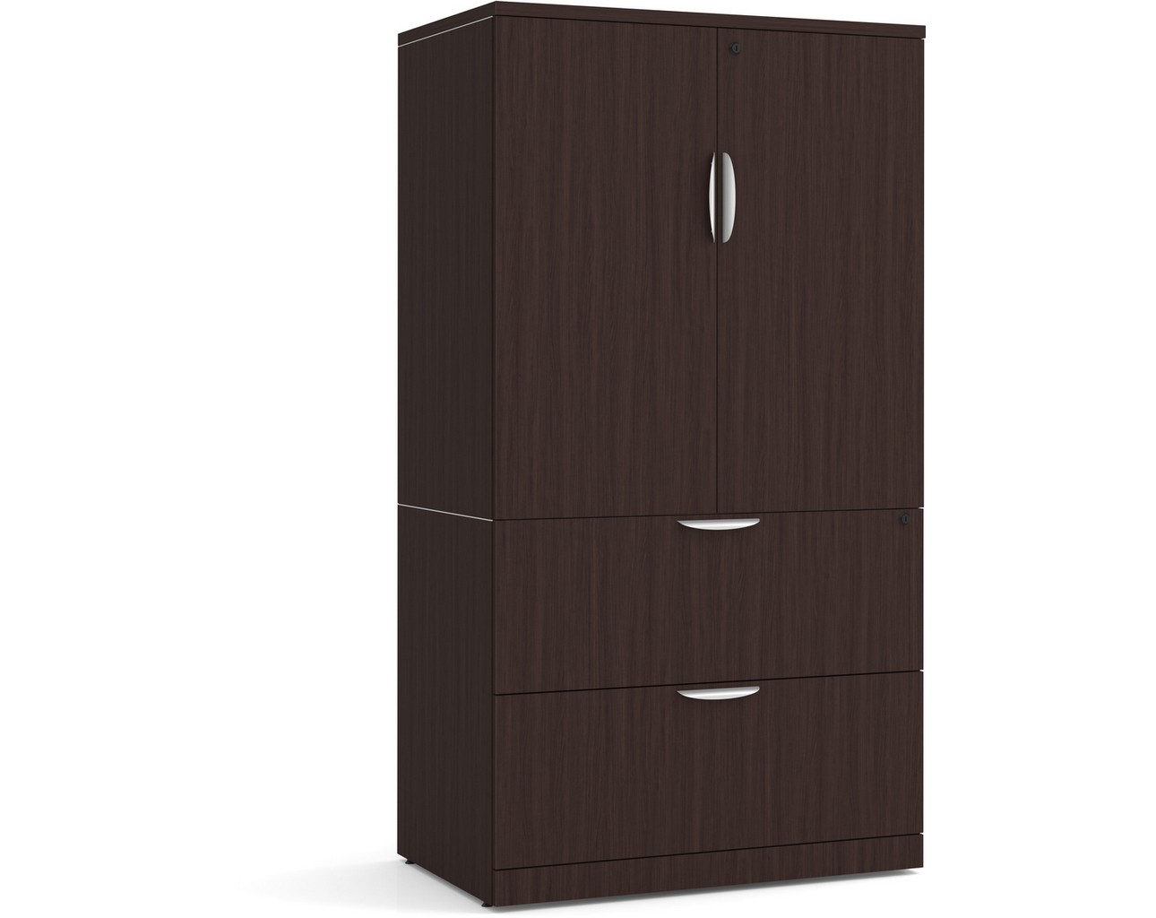 Locking Storage Cabinet and Lateral File Combo Unit – Espresso