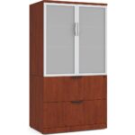 Locking Storage Cabinet and Lateral File Combo Unit with Glass Doors - PL152(1)/PL152SGD-A1(2)/PL112(1) +$1,159.00