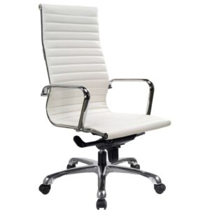 Nova High Back Chair with White Antimicrobial Synthetic Leather