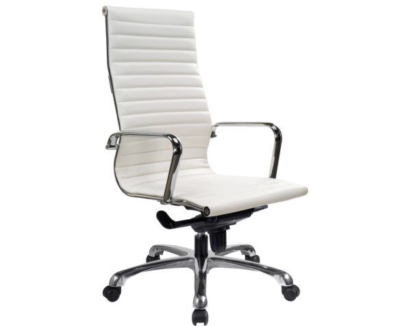 Nova High Back Chair with White Antimicrobial Synthetic Leather