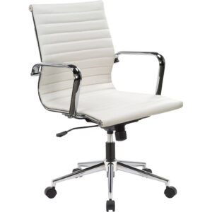 Nova Mid Back Chair with White Antimicrobial Synthetic Leather