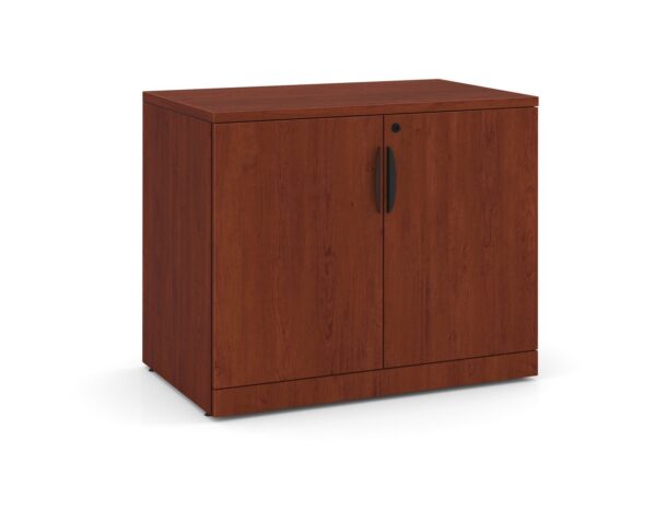 Locking Double Door Storage Cabinet 29.5 Inch with Cherry Finish