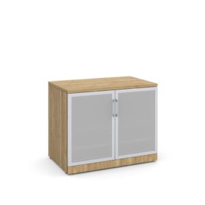 Glass Double Door Storage Cabinet 29.5 Inch with Aspen Finish