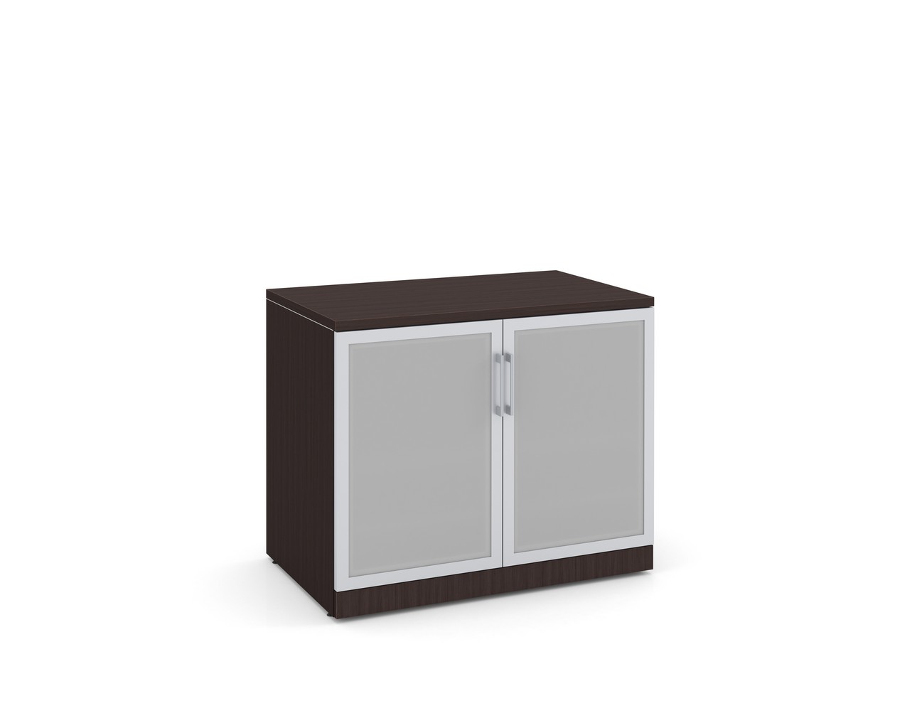 Glass Double Door Storage Cabinet 29.5 Inch with Espresso Finish