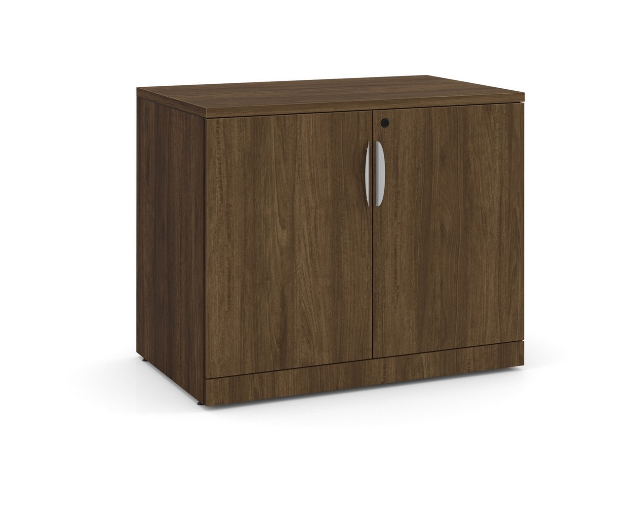 Locking Double Door Storage Cabinet 29.5 Inch with Modern Walnut Finish