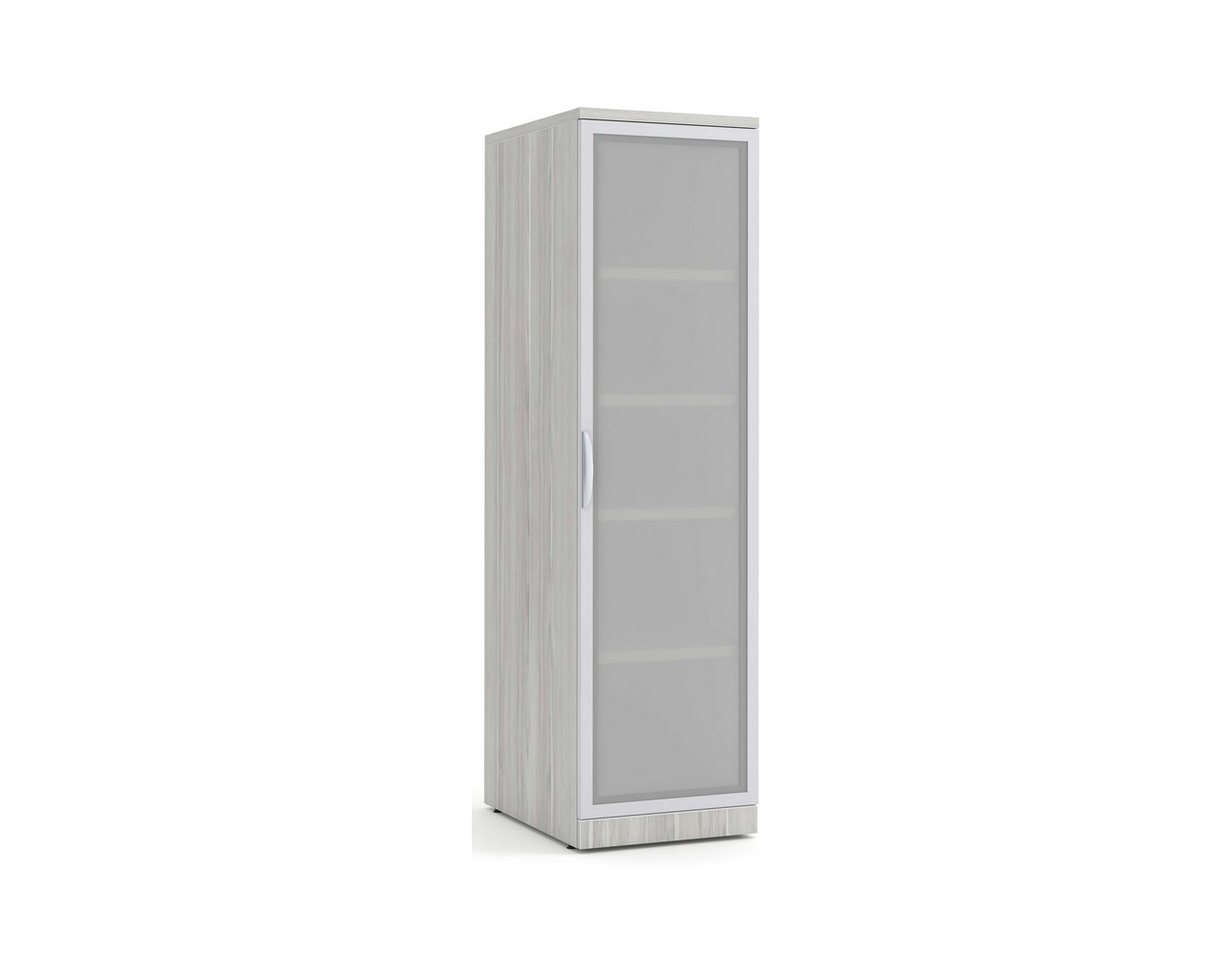 Glass Door Office Locker Storage Cabinet with Silver Birch Finish