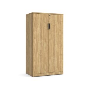 Locking Double Door Storage Cabinet 65 Inch with Aspen Finish
