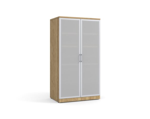 Glass Double Door Storage Cabinet 65 Inch with Aspen Finish