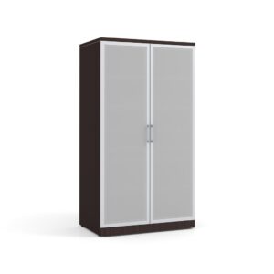 Glass Double Door Storage Cabinet 65 Inch with Espresso Finish