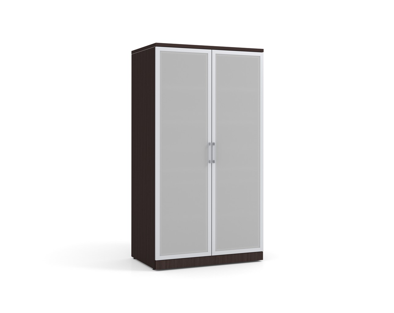 Glass Double Door Storage Cabinet 65 Inch with Espresso Finish