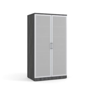 Glass Double Door Storage Cabinet 65 Inch with Newport Grey Finish