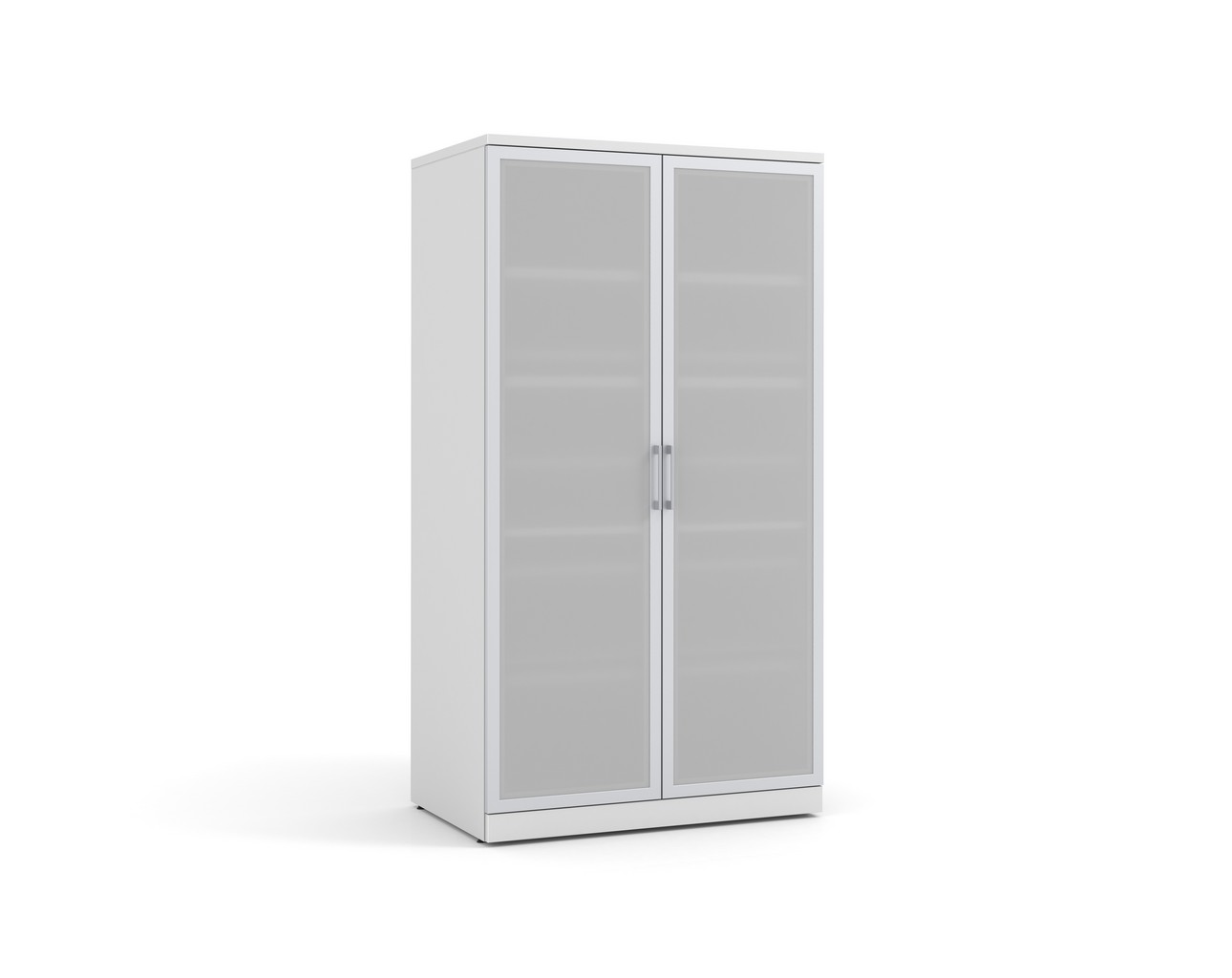 Glass Double Door Storage Cabinet 65 Inch with White Finish