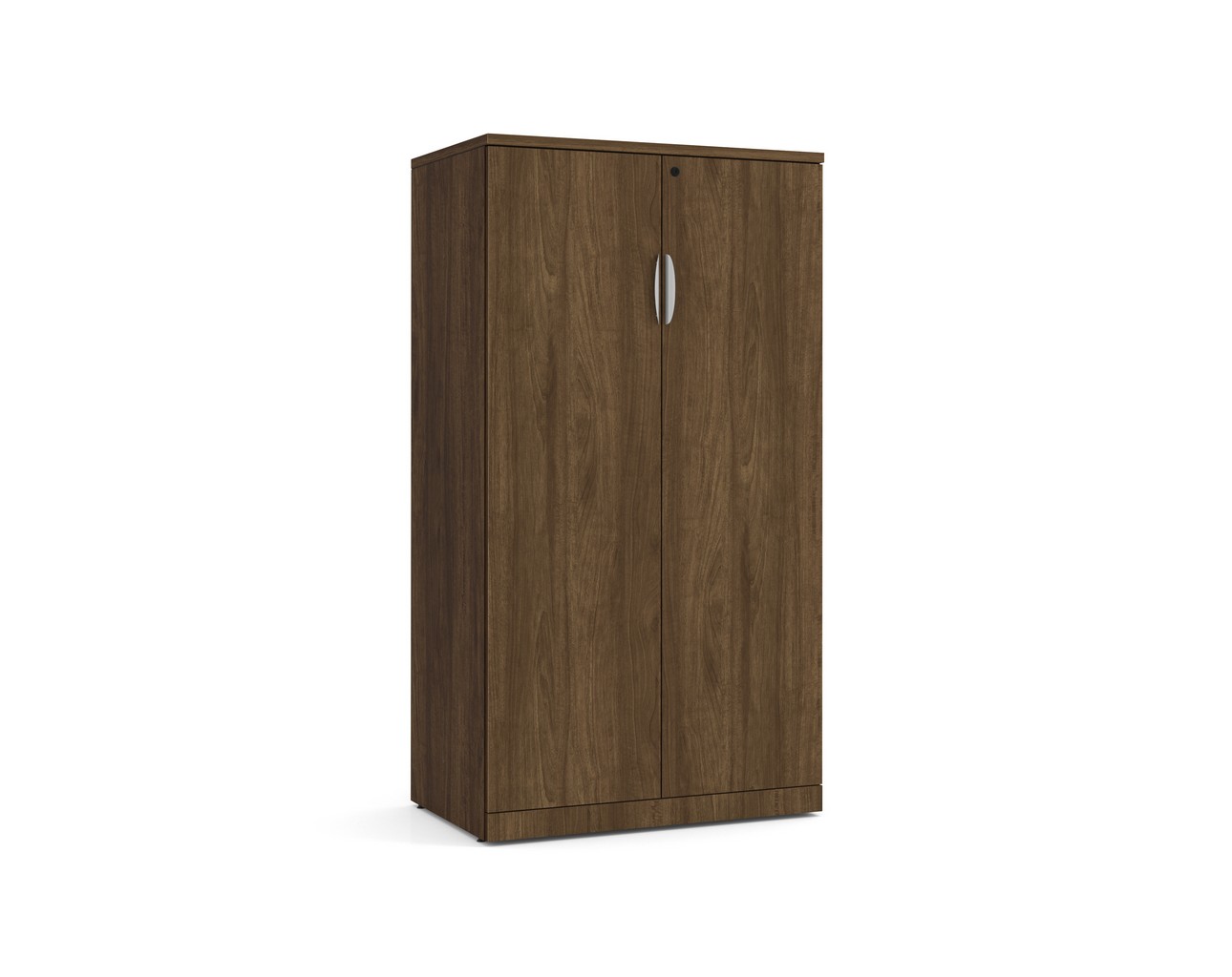 Locking Double Door Storage Cabinet 65 Inch with Modern Walnut Finish