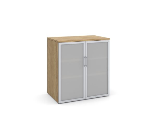 Glass Double Door Storage Cabinet 38 Inch with Aspen Finish
