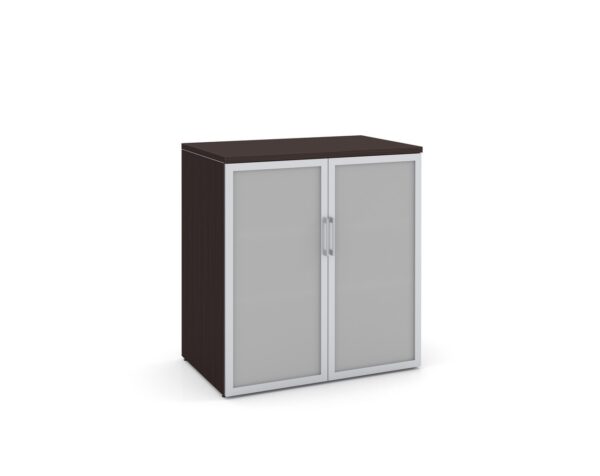 Glass Double Door Storage Cabinet 38 Inch with Espresso Finish