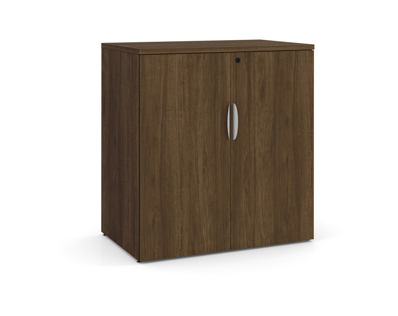 Locking Double Door Storage Cabinet 38 Inch with Modern Walnut Finish