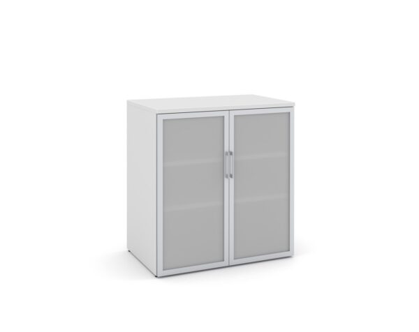 Glass Double Door Storage Cabinet 38 Inch with White Finish