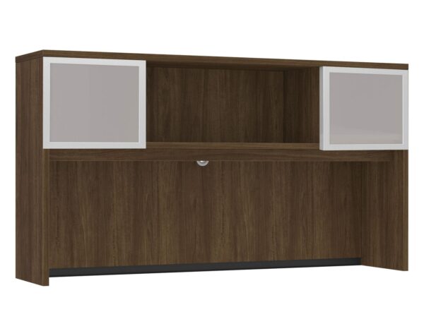 71" Classic Hutch with 2 Glass Doors in Modern Walnut