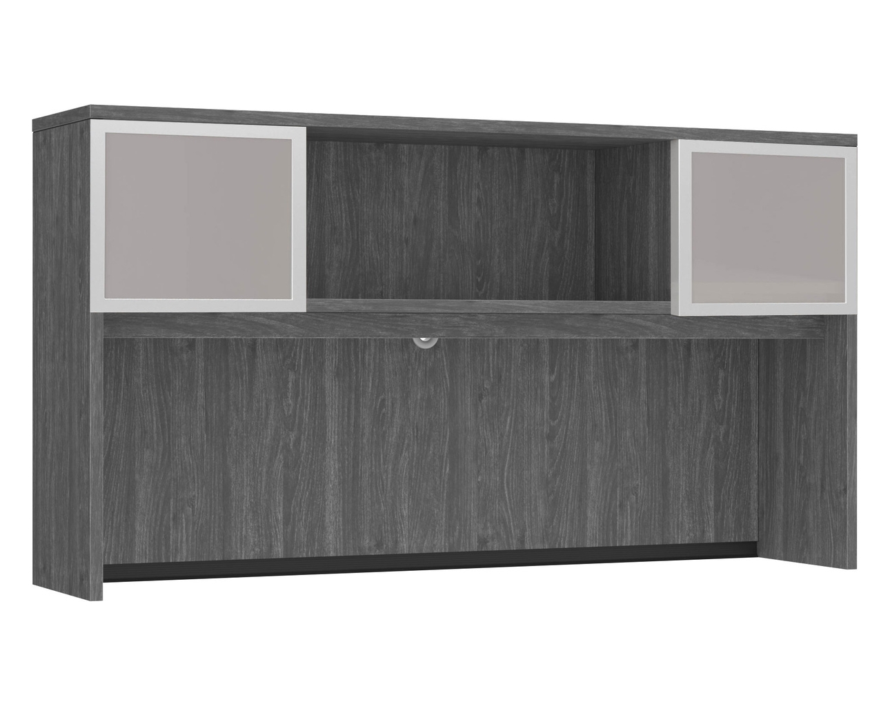 71″ Classic Hutch with 2 Glass Doors in Newport Grey