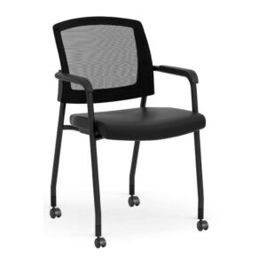 Aero Stackable Guest Chair with Arms and Castors - Antimicrobial Vinyl