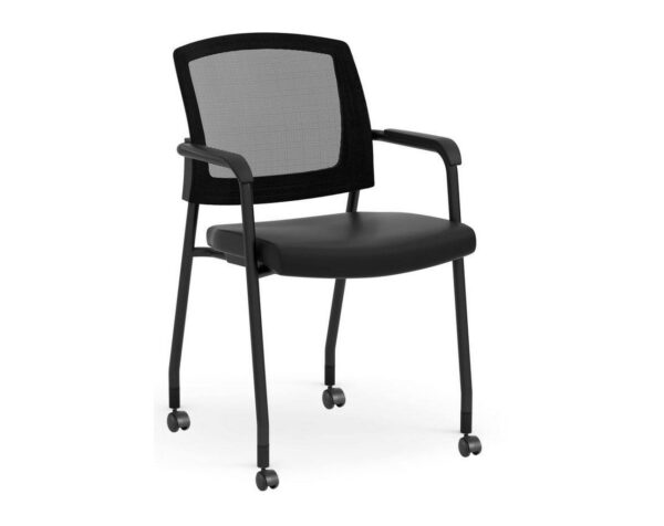 Aero Stackable Guest Chair with Arms and Castors - Antimicrobial Vinyl