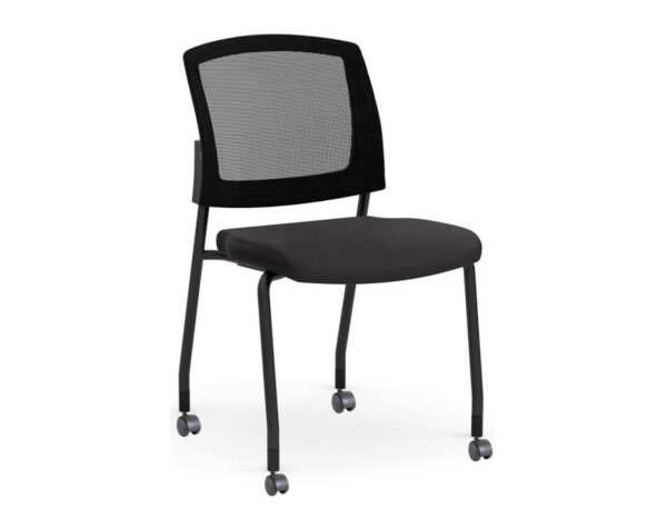 Aero Stackable Guest Chair with Castors - Black Fabric