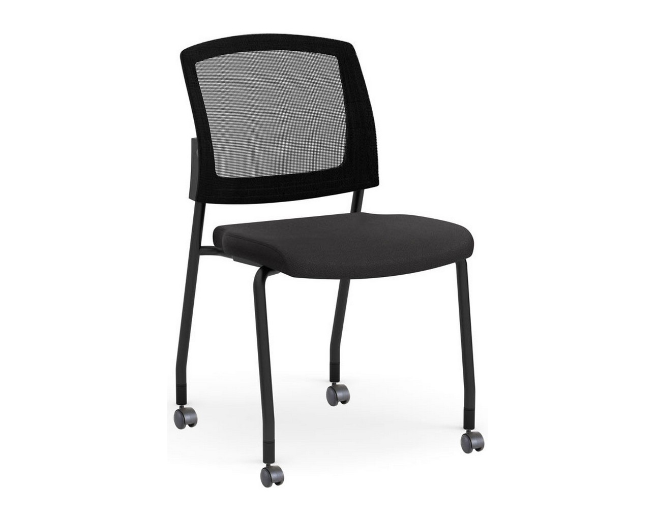 Aero Stackable Guest Chair with Castors – Black Fabric