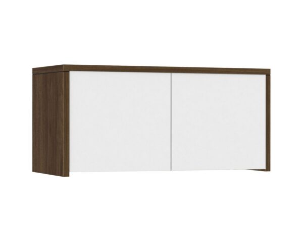 Classic Wall-Mounted Hutch with Doors - Modern Walnut with White Doors