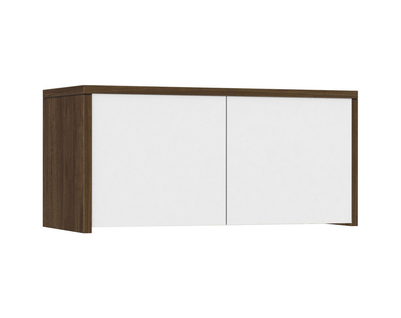 Classic Wall-Mounted Hutch with Doors – Modern Walnut with White Doors