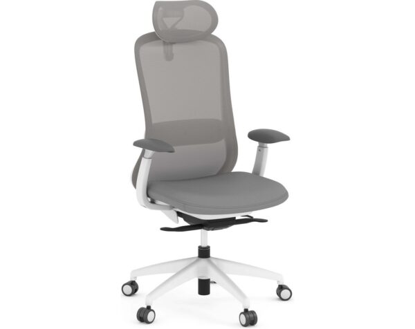 Crescent High Back Chair with Headrest - White Frame with Grey Seat 67011