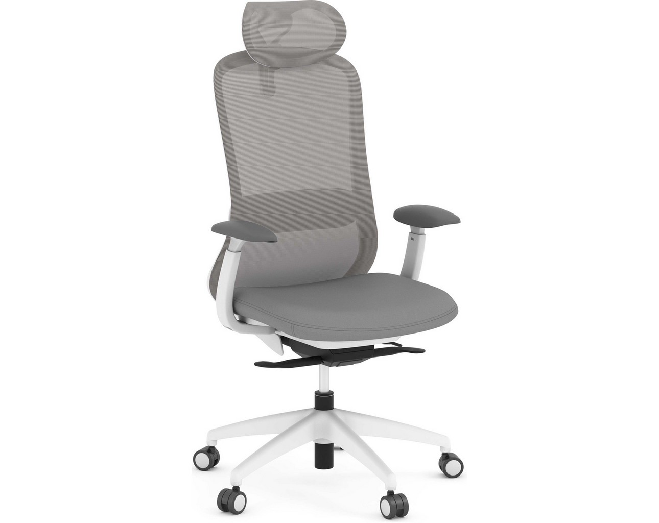 Crescent High Back Chair with Headrest – White Frame with Grey Seat 67011