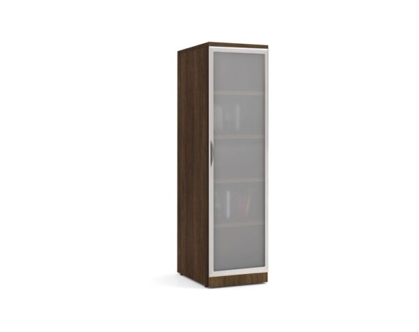 Office Locker Storage Cabinet with Glass Door - Modern Walnut