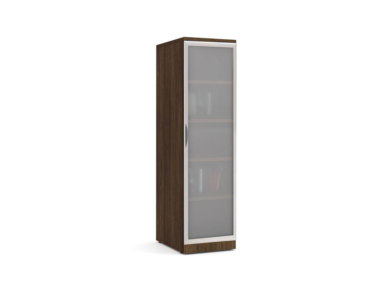 Office Locker Storage Cabinet with Glass Door – Modern Walnut