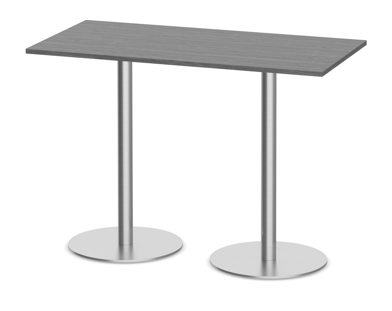 Classic Bistro Meeting Table with Brushed Metal Base – Newport Grey 30″ x 60″ Top – 42″ High