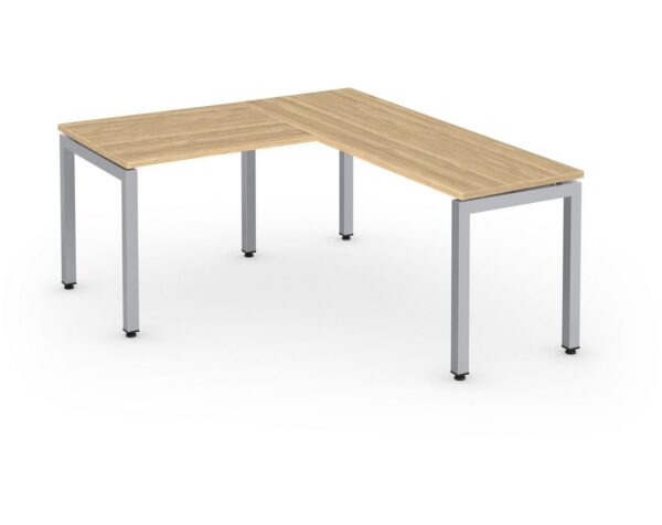 Elements L Shaped Desk-Aspen Top-Silver Legs