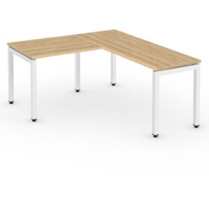 Elements L Shaped Desk-Aspen Top-White Legs