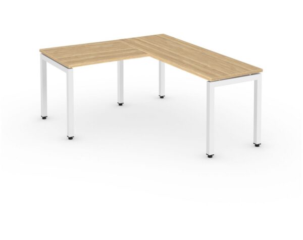 Elements L Shaped Desk-Aspen Top-White Legs