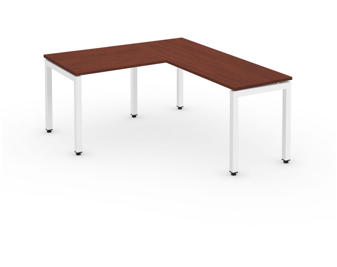 Elements L Shaped Desk-Cherry Top-White Legs