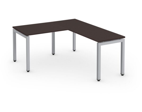 Elements L Shaped Desk-Espresso Top-Silver Legs