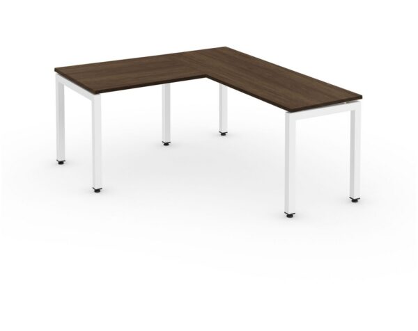 Elements L Shaped Desk-Modern Walnut Top-White Legs