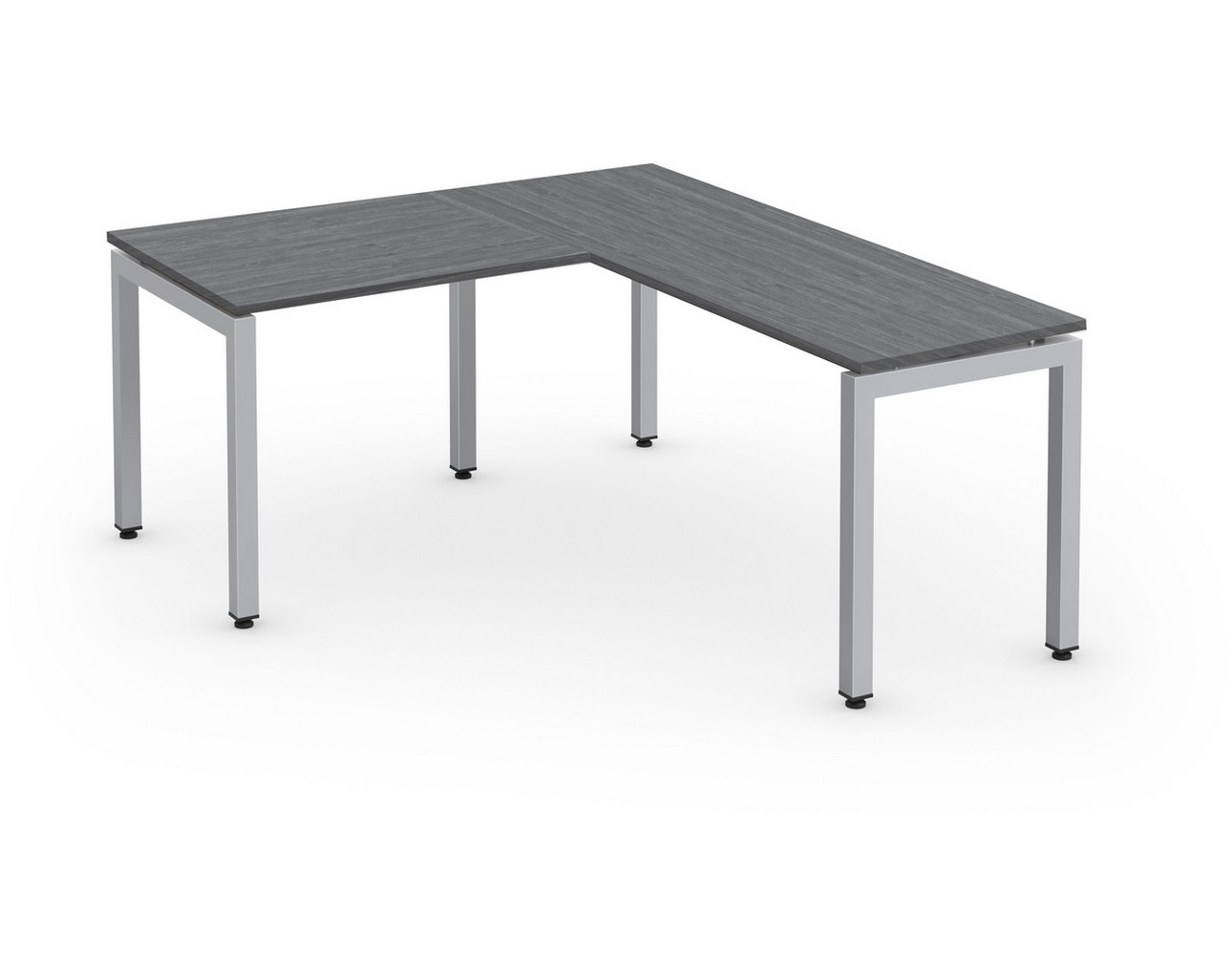 Elements L Shaped Desk-Newport Grey Top-Silver Legs