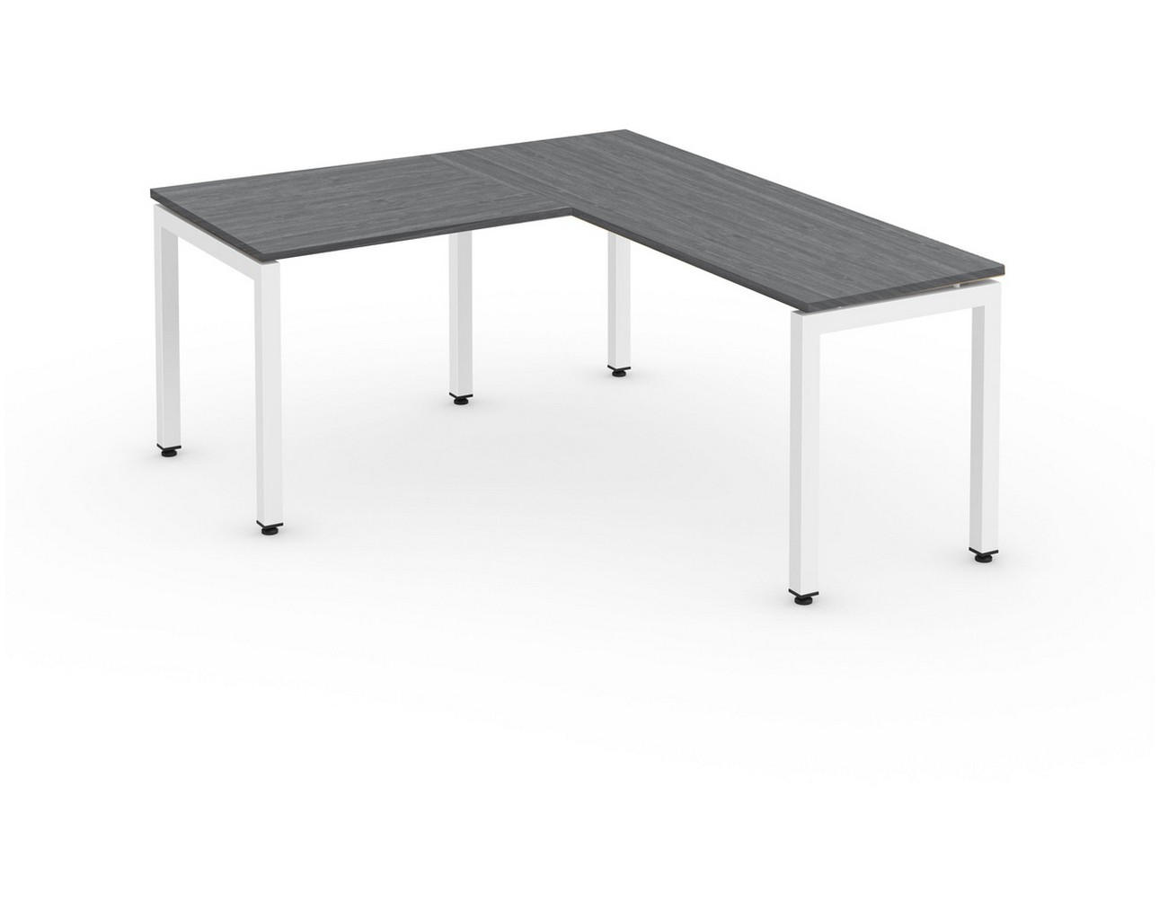 Elements L Shaped Desk-Newport Grey Top-White Legs