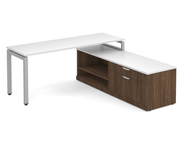 elements l shaped desk with storage credenza