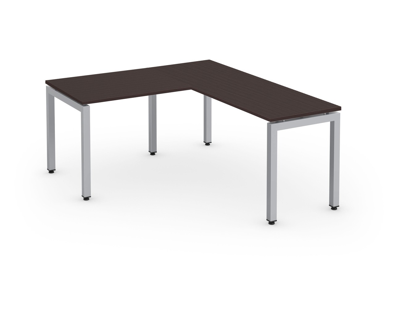 Elements L Shaped Workstation in Espresso with Silver Legs