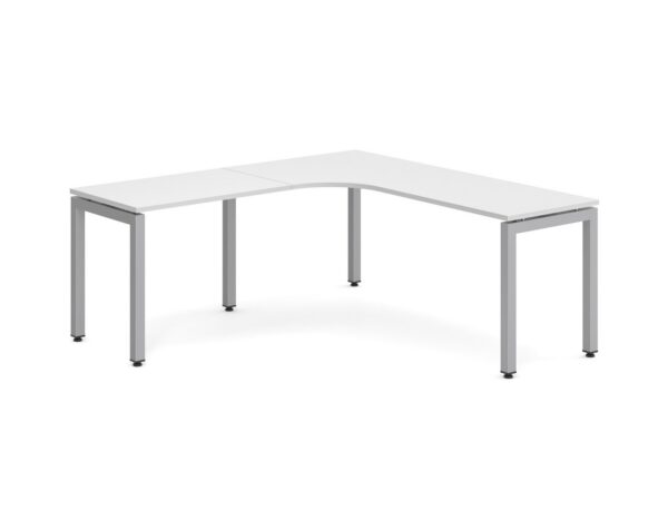 elements radius desk with left return - white-silver