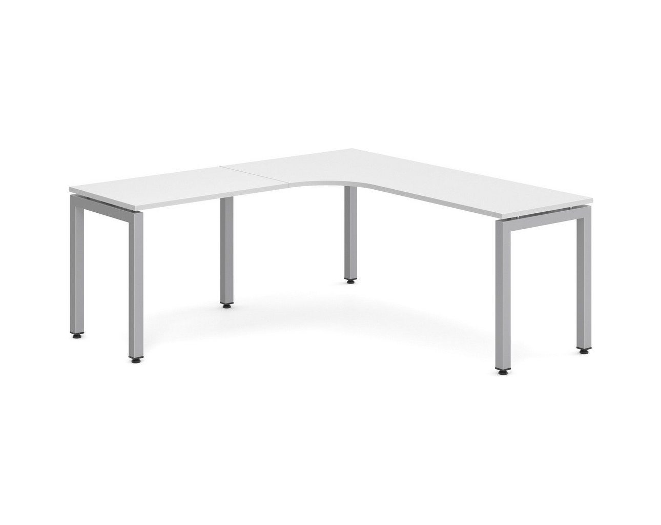 elements radius desk with left return – white-silver