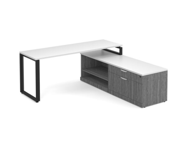 encore L Shaped Workstation newport grey - white